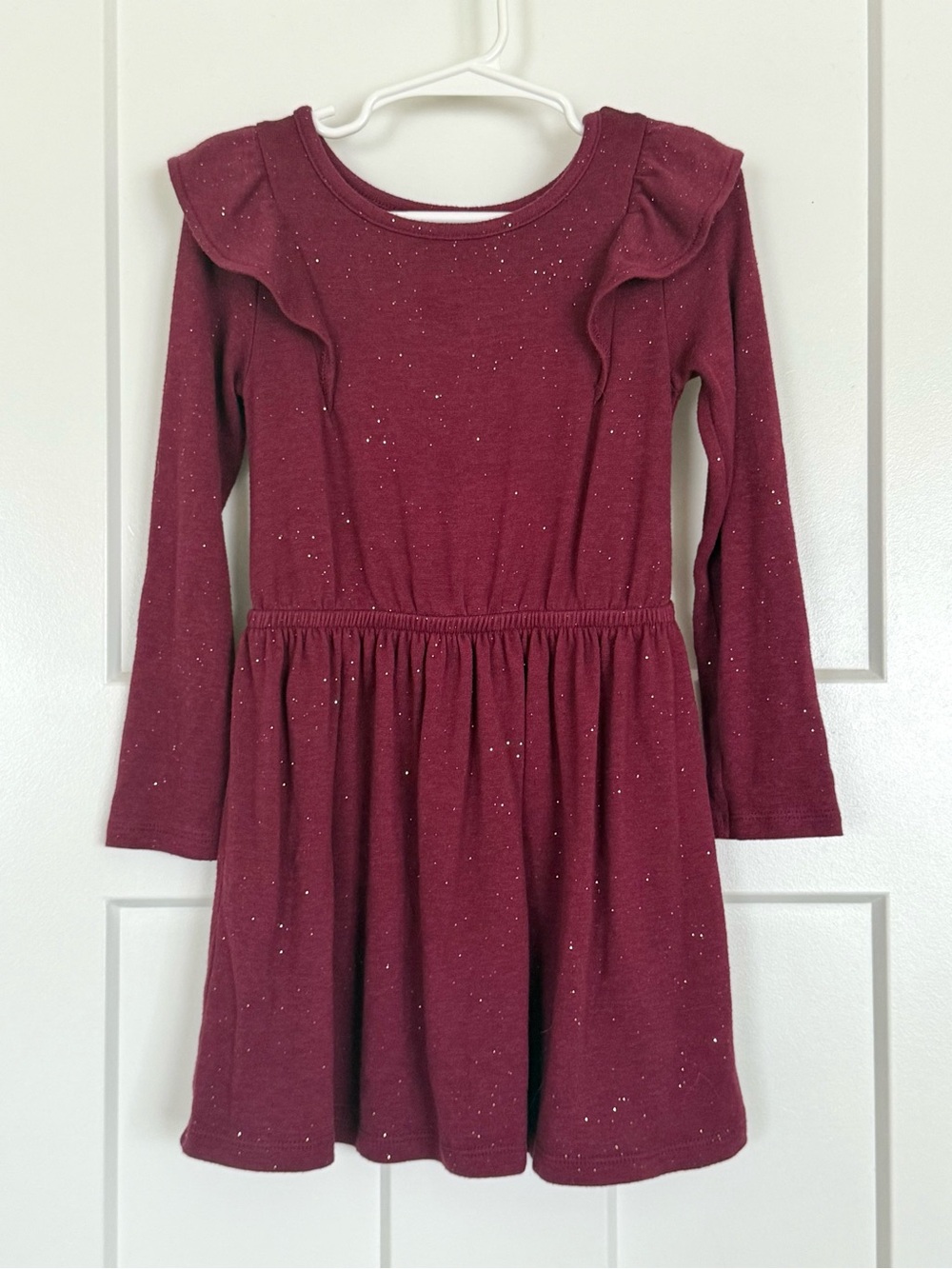 Cat & Jack Girls Burgundy Sparkle Ruffle Dress Size 4T